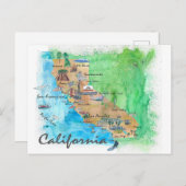 Kalifornien mit touristischer Karte (Vorne/Hinten)