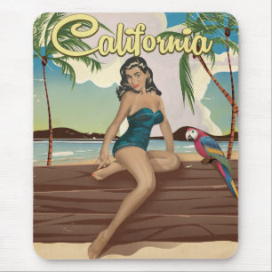 Kalifornien Modell Retro-Reiseplakat Mousepad