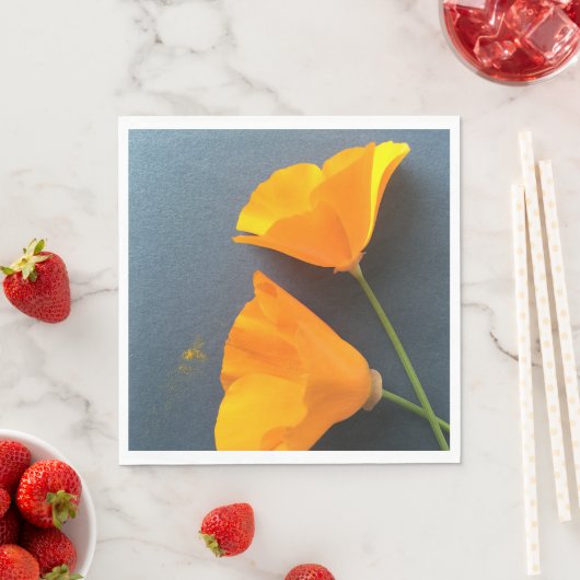 Kalifornien-Mohn in Blau Serviette (Beispiel)