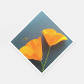 Kalifornien-Mohn in Blau Serviette (Ecke)