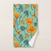 Kalifornien-Mohn und -Jade Badhandtuch Set (Handtuch)