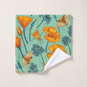 Kalifornien-Mohn und -Jade Badhandtuch Set (Waschlappen)