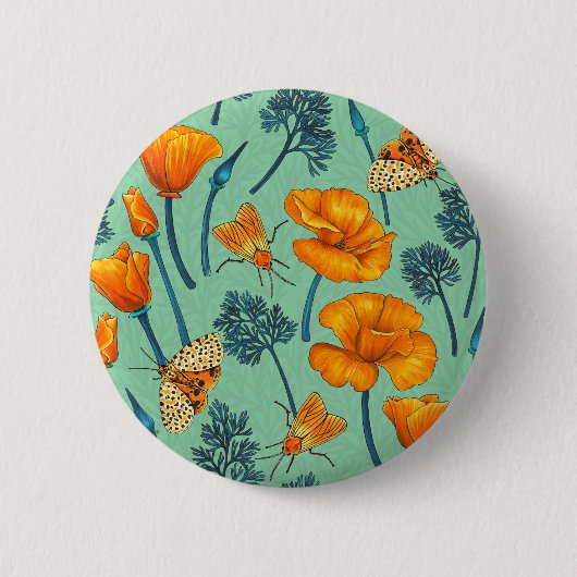 Kalifornien-Mohn und -Jade Button (Vorderseite)