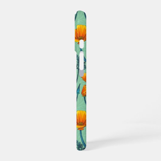 Kalifornien-Mohn und -Jade iPhone 16 Hülle (Linke Seite)