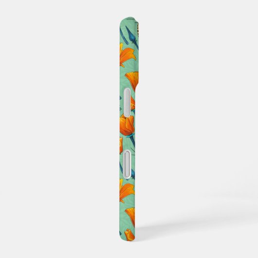 Kalifornien-Mohn und -Jade iPhone 16 Hülle (Rechte Seite)