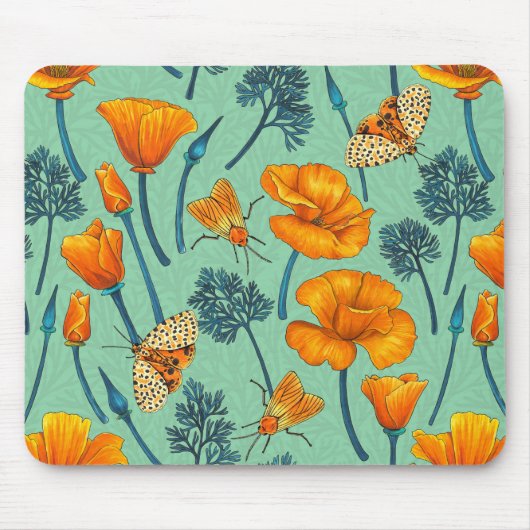 Kalifornien-Mohn und -Jade Mousepad (Vorne)