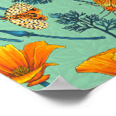 Kalifornien-Mohn und -Jade Poster (Ecke)