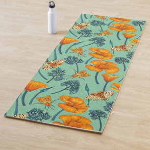 Kalifornien-Mohn und -Jade Yogamatte
