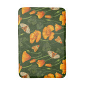 Kalifornien-Mohn und -Motten auf dunkelgrün Badematte (Vorderseite Vertikal)