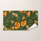 Kalifornien-Mohn und -Motten auf dunkelgrün Badhandtuch Set (Handtuch)