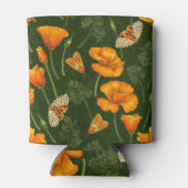 Kalifornien-Mohn und -Motten auf dunkelgrün Dosenkühler (Rückseite)