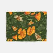 Kalifornien-Mohn und -Motten auf dunkelgrün Fleecedecke (Vorderseite (Horizontal))