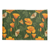 Kalifornien-Mohn und -Motten auf dunkelgrün Kissenbezug (Rückseite-Links)