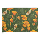 Kalifornien-Mohn und -Motten auf dunkelgrün Kissenbezug (Vorderseite-Rechts)