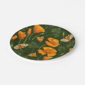 Kalifornien-Mohn und -Motten auf dunkelgrün Pappteller (Schrägansicht)