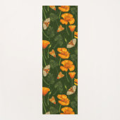 Kalifornien-Mohn und -Motten auf dunkelgrün Yogamatte (Vorderseite)