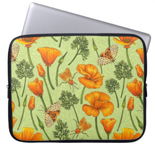 Kalifornien Mohn und Motten auf Honigtau Laptopschutzhülle