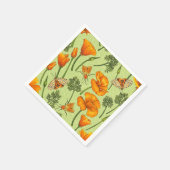 Kalifornien Mohn und Motten auf Honigtau Serviette (Ecke)
