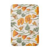 Kalifornien-Mohn und -Motten auf weiß 2 Badematte (Vorderseite Vertikal)