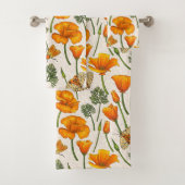 Kalifornien-Mohn und -Motten auf weiß 2 Badhandtuch Set (Insitu)