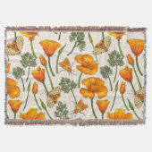 Kalifornien-Mohn und -Motten auf weiß 2 Decke (Vorderseite)