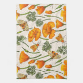 Kalifornien-Mohn und -Motten auf weiß 2 Geschirrtuch (Vertikal)