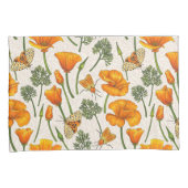 Kalifornien-Mohn und -Motten auf weiß 2 Kissenbezug (Vorderseite-Rechts)