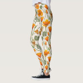 Kalifornien-Mohn und -Motten auf weiß 2 Leggings (Links)