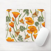 Kalifornien-Mohn und -Motten auf weiß 2 Mousepad (Mit Mouse)