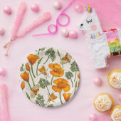 Kalifornien-Mohn und -Motten auf weiß 2 Pappteller (Party)