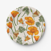 Kalifornien-Mohn und -Motten auf weiß 2 Pappteller (Vorderseite)