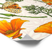 Kalifornien-Mohn und -Motten auf weiß 2 Poster (Ecke)