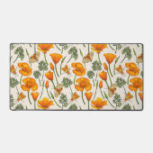Kalifornien-Mohn und -Motten auf weiß 2 Schreibtischunterlage (Vorderseite)