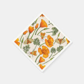 Kalifornien-Mohn und -Motten auf weiß 2 Serviette (Ecke)