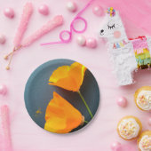 Kalifornien-Mohnblumen auf Blau Pappteller (Party)