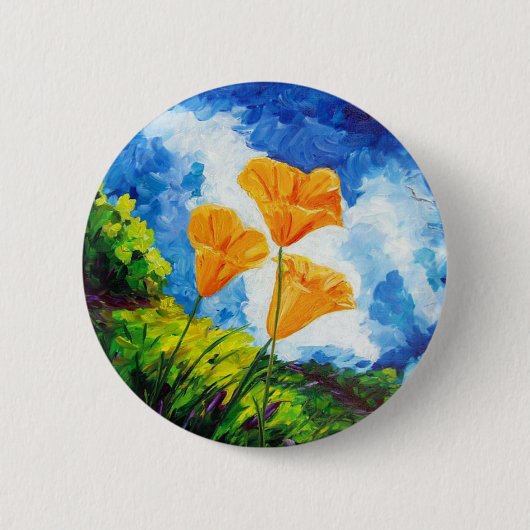 Kalifornien-Mohnblumen Button (Vorderseite)