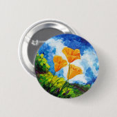 Kalifornien-Mohnblumen Button (Vorne & Hinten)