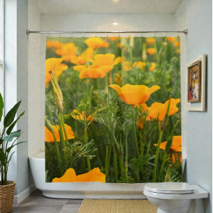 Kalifornien-Mohnblumen-Flecken-Fotografie Duschvorhang