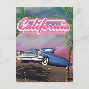 Kalifornien Neon Retro-Reiseposter Postkarte