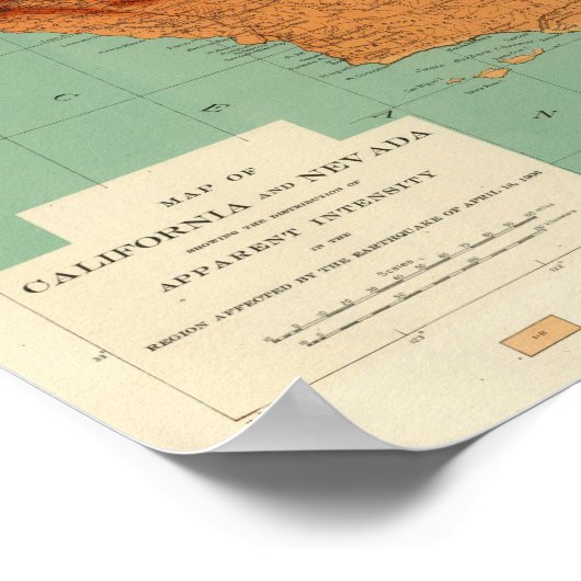 Kalifornien, Nevada mit Intensität Poster (Ecke)