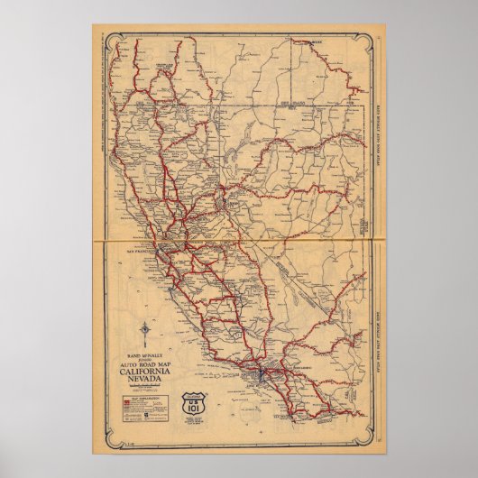 Kalifornien, Nevada Poster (Vorne)