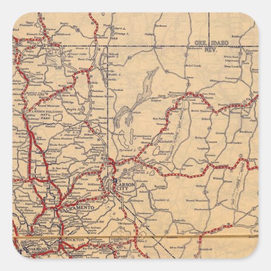 Kalifornien, Nevada Quadratischer Aufkleber (Vorderseite)