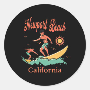 Kalifornien Newport Beach Ca Surfer Surfen Angeln Runder Aufkleber