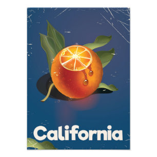 Kalifornien Orange Retro-Stil Urlaubsposter Fotodruck