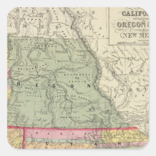 Kalifornien, Oregon, Utah, New Mexiko 2 Quadratischer Aufkleber