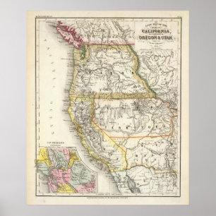 Kalifornien, Oregon, Utah Poster