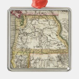 Kalifornien, Oregon, Utah Silbernes Ornament