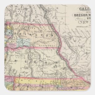 Kalifornien, Oregon, Washington, Utah, New Mexiko Quadratischer Aufkleber