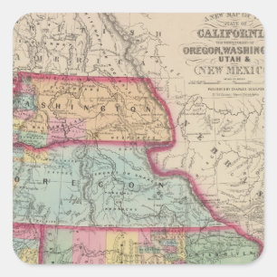 Kalifornien, Oregon, Washington, Utah, New Mexiko Quadratischer Aufkleber