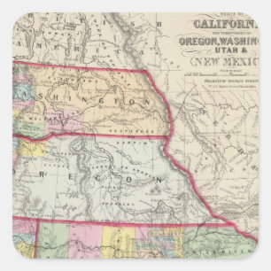 Kalifornien, Oregon, Washington, Utah, New Mexiko Quadratischer Aufkleber
